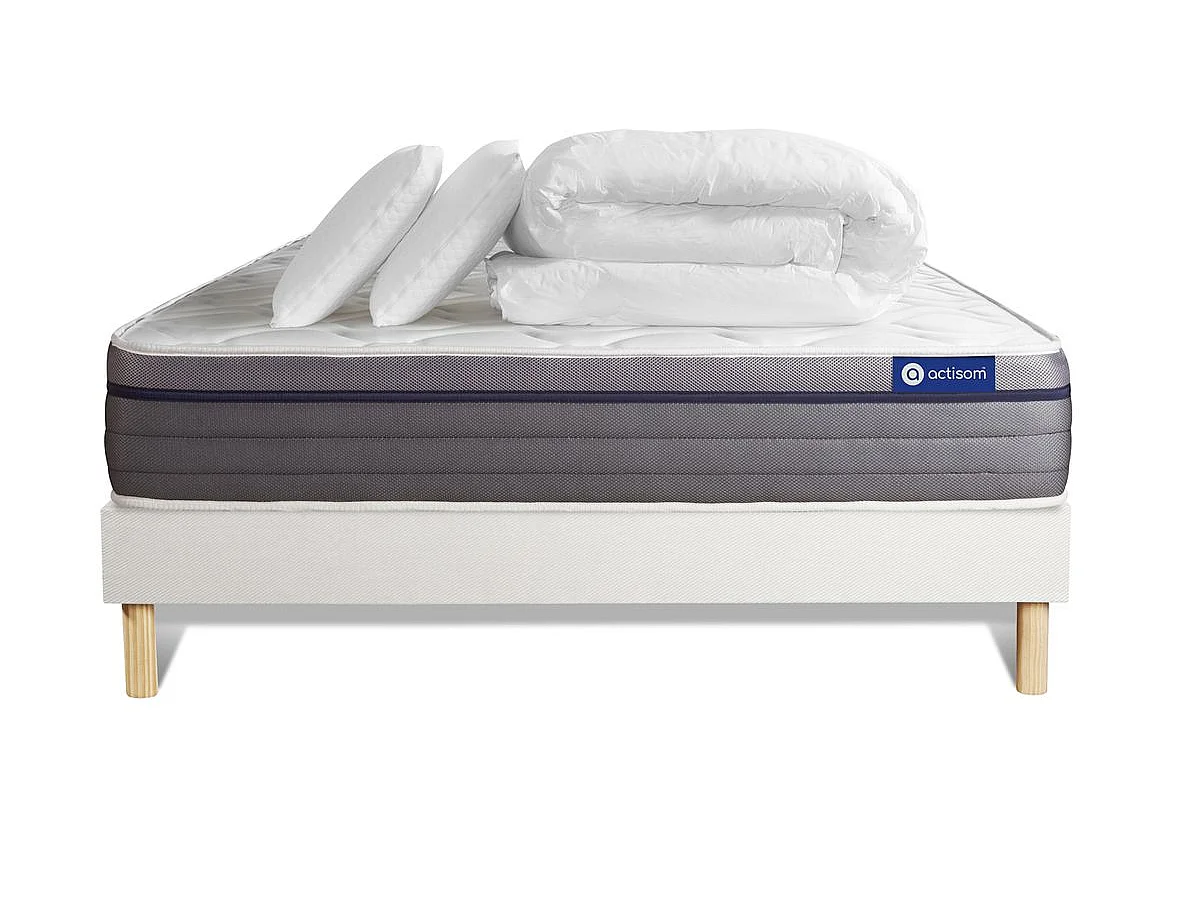 Compleet bedpakket - Matras 180x200 cm + Lattenbodem (kit) + 2 kussens + Dekbed - ActiMemo Zen