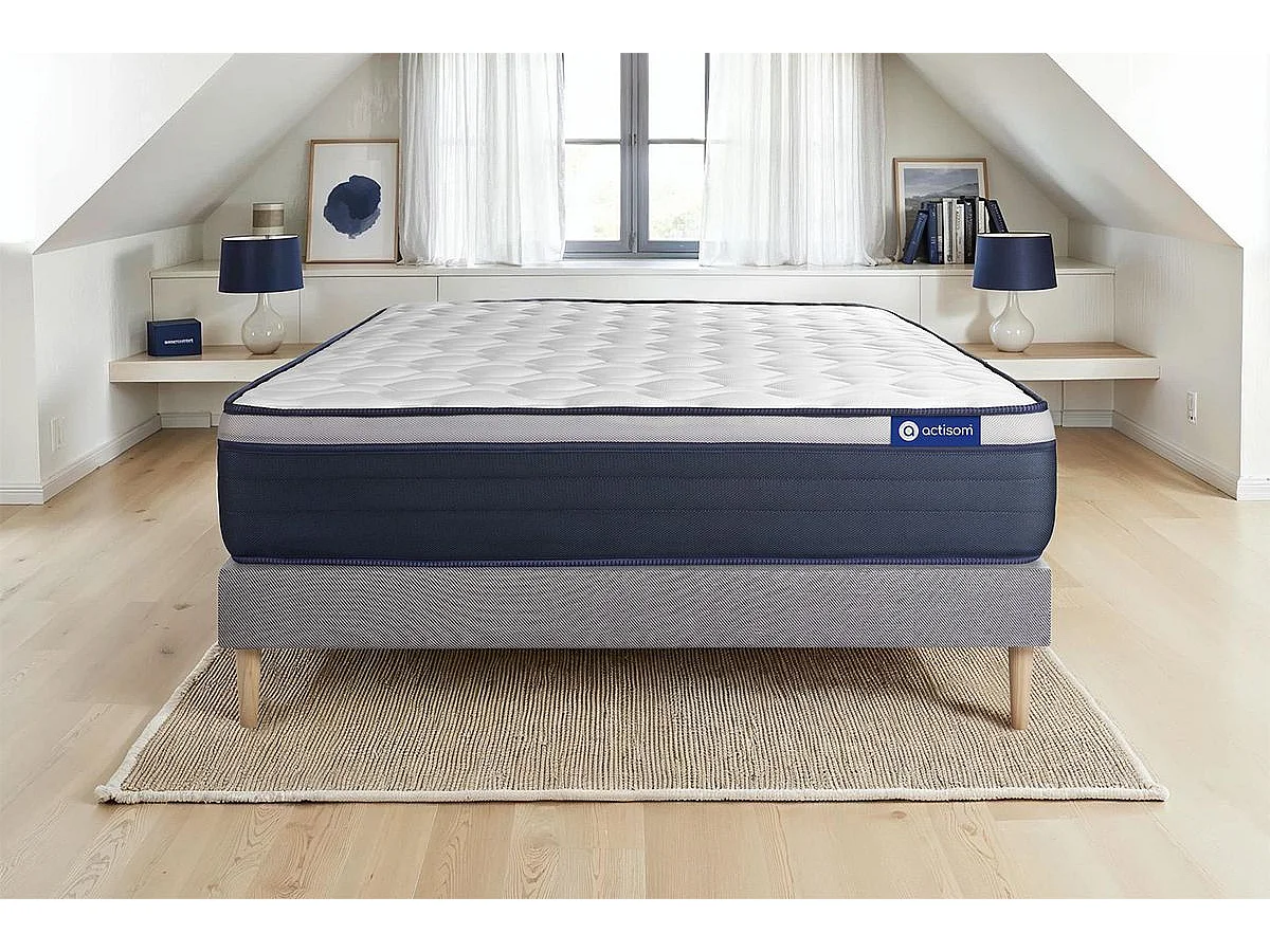 Ensemble matelas Ressorts ensachés+Mémoire de forme ACTIFLEX MAX 160x200 cm Maxi épaisseur 7zones confort + sommier KIT gris