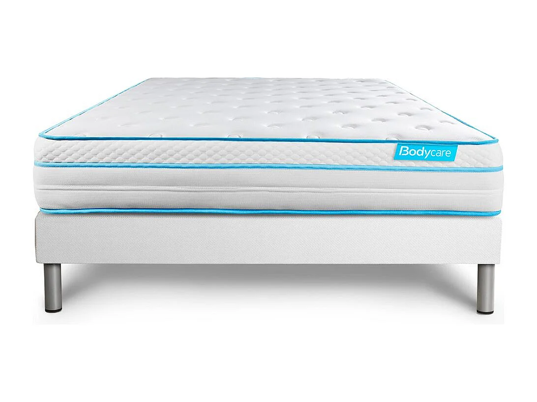Ensemble 160x200 matelas BodyMax micro ressorts ensachés et mémoire de forme + sommier kit blanc