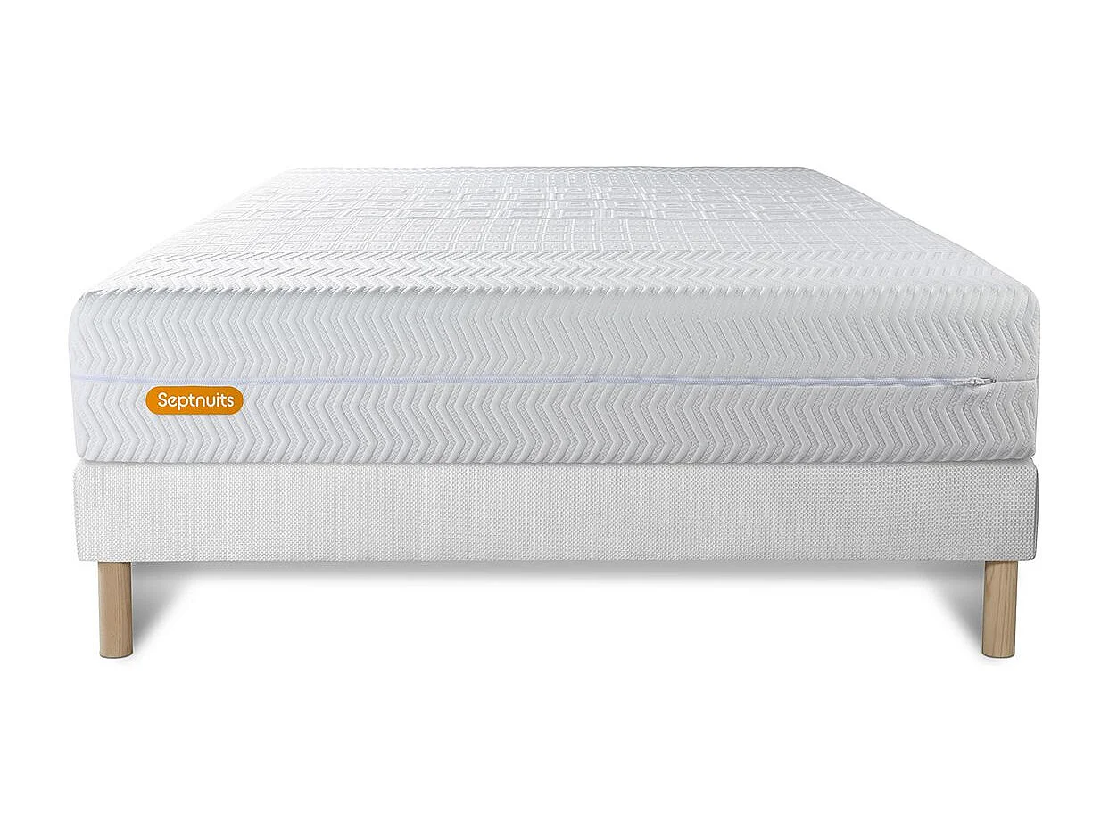 Matelas + sommier 140x200 Memo Bio Mousse à mémoire de forme 5 zones de confort Maxi épaisseur Déhoussable
