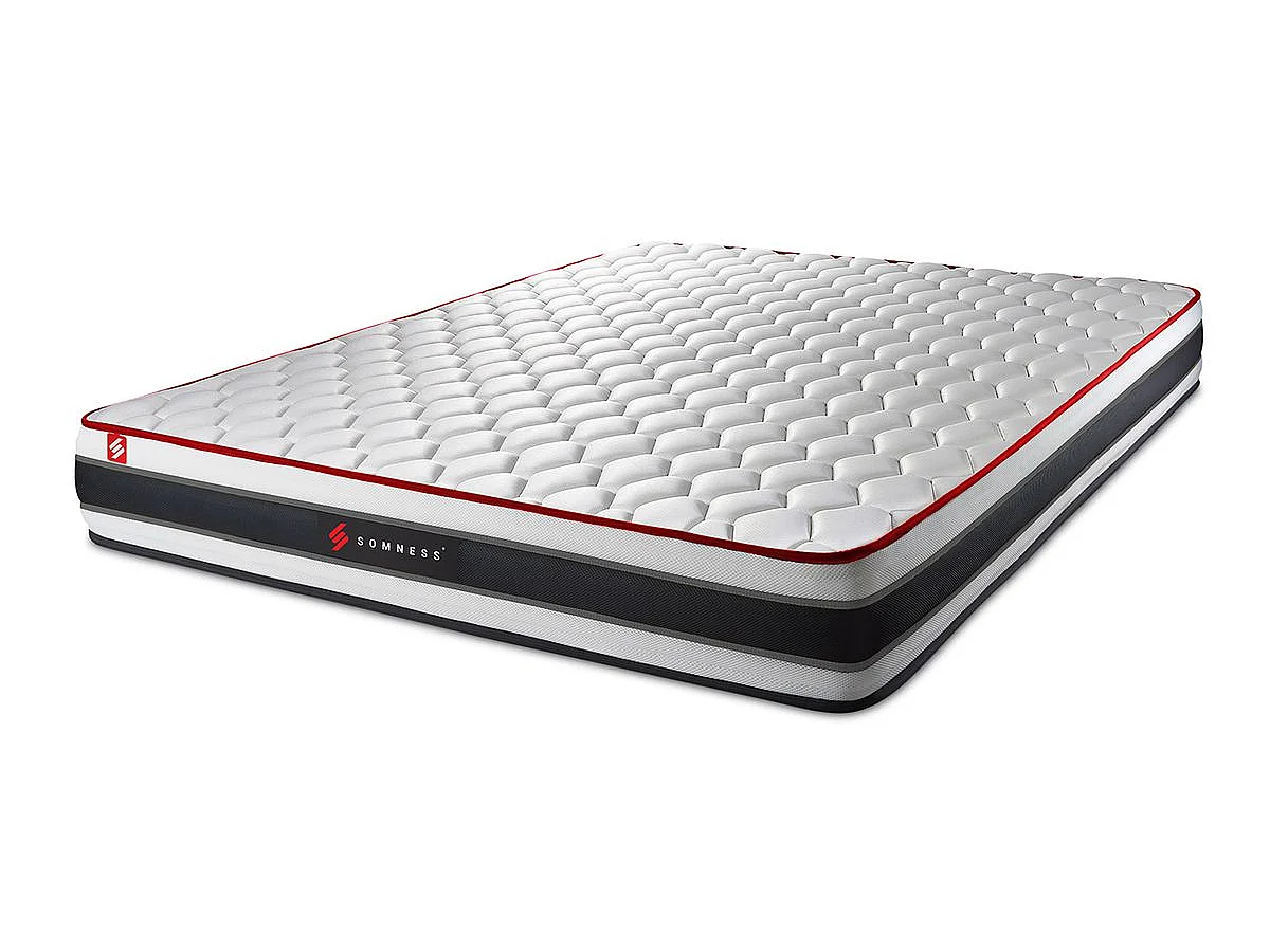 Ensemble 140x190 matelas ENERGY ressorts ensachés et mémoire de forme + sommier kit noir