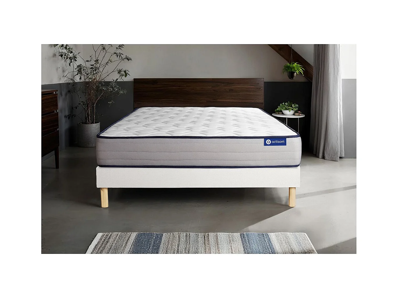 Ensemble matelas Mémoire de forme ACTIMEMO FORM 140x190 cm 5zones de confort + sommier KIT blanc