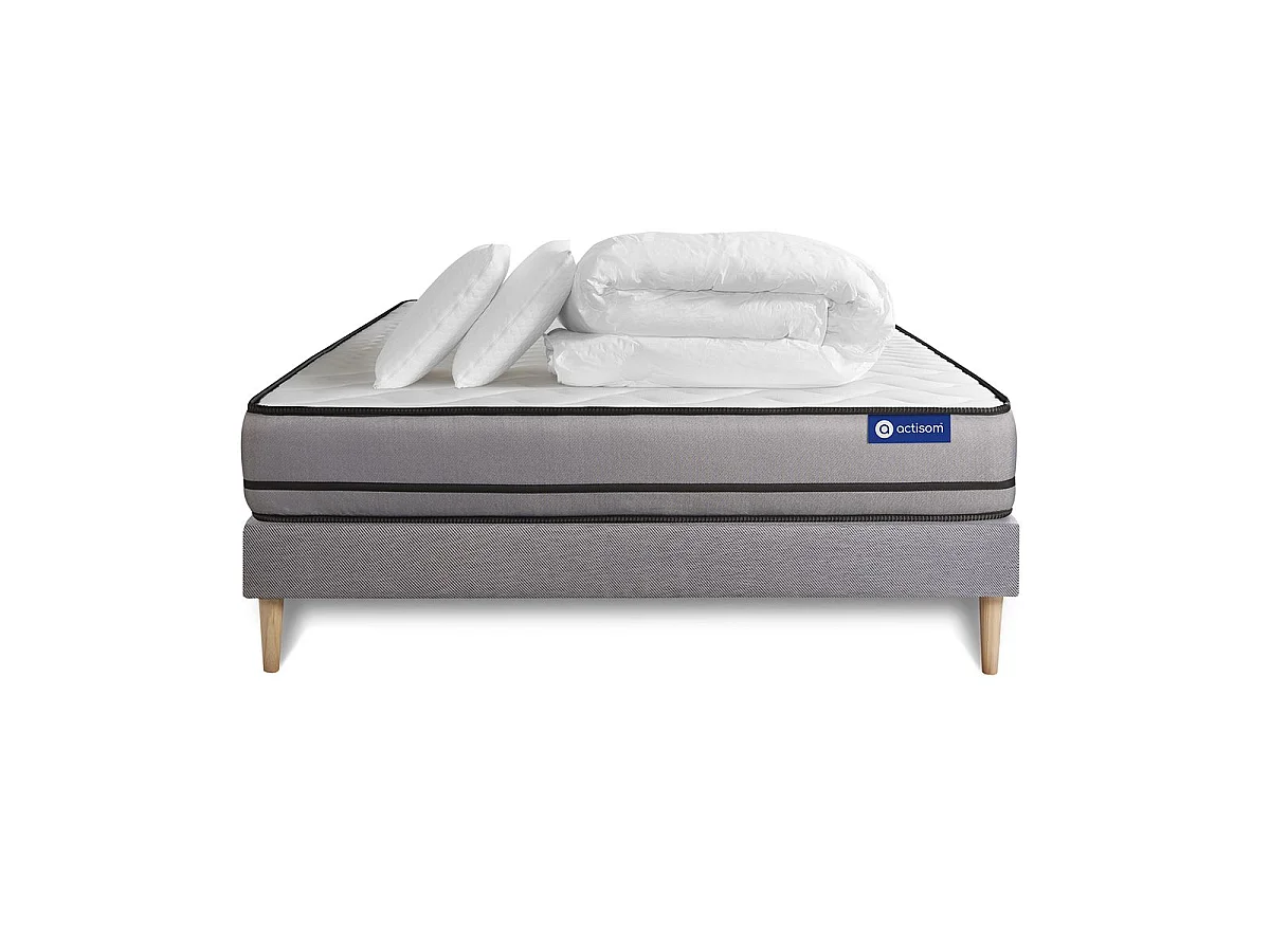 Compleet bedpakket - Matras 140x190 cm + Lattenbodem (kit) + 2 kussens + Dekbed - Actimemo Night