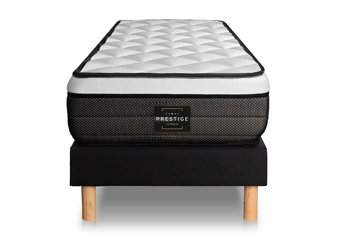 Ensemble Suite 90x200 Ressorts ensachés, mémoire de forme 5 zones sommier noir