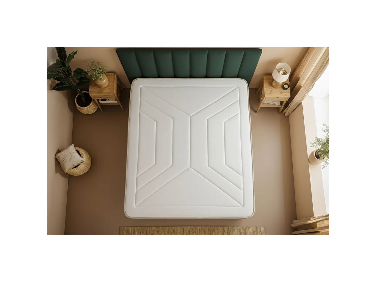 Ensemble LE TENDRE 90x200cm Ressorts ensachés + Mémoire de forme 7 zones de confort - Ep. 28cm + sommier Blanc