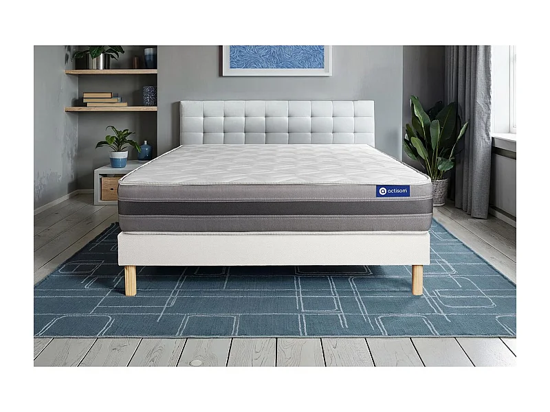 Ensemble matelas ACTIMEMO RELAX mémoire de forme 180x200 cm Maxi épaisseur 5zones de confort + sommier KIT blanc