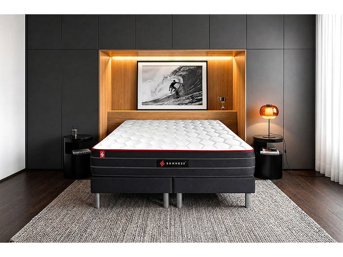 Ensemble double sommier + matelas BOOST ressorts ensachés et mémoire de forme 180x200