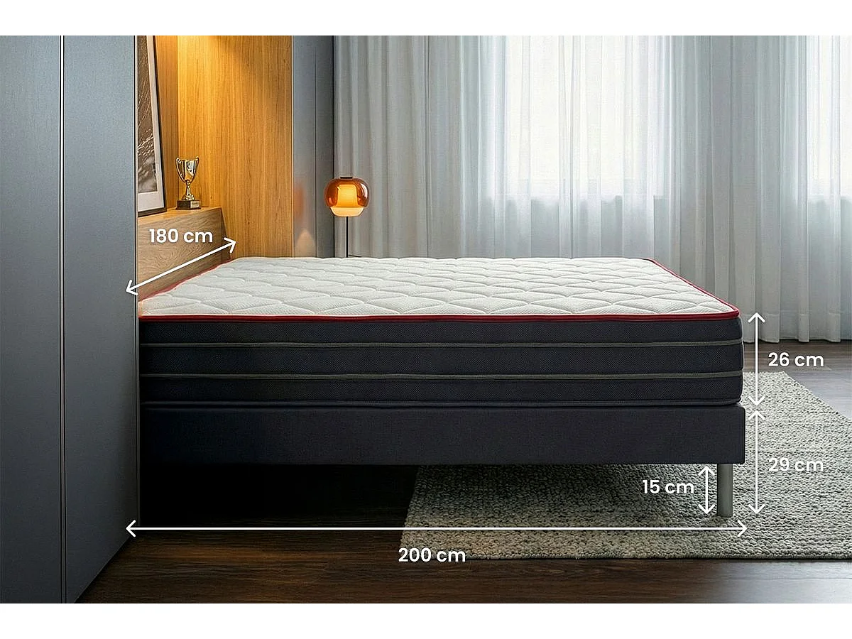 Ensemble double sommier + matelas BOOST ressorts ensachés et mémoire de forme 180x200