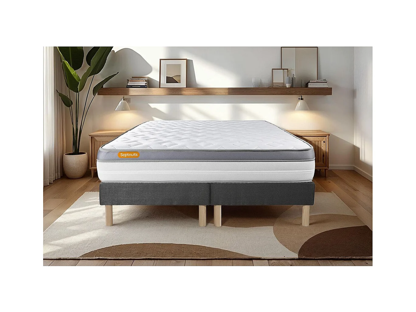 Matelas 160x200 + double sommier gris 80x200 Memo Zen Mousse à mémoire de forme 5 zones de confort MAXI épaisseur