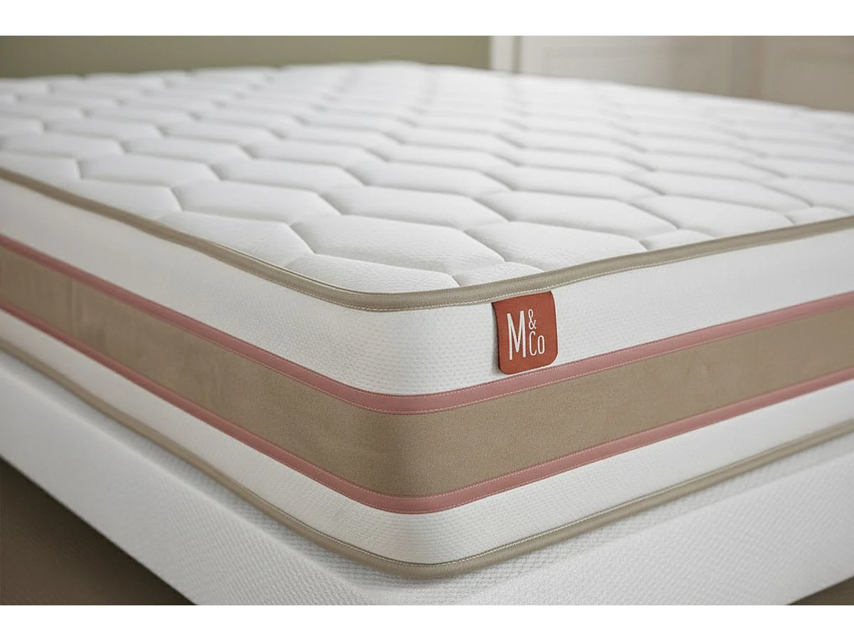 Pack prêt à dormir matelas LE DÉLICAT 160x200cm Ressorts ensachés + Mémoire de forme + sommier kit Blanc