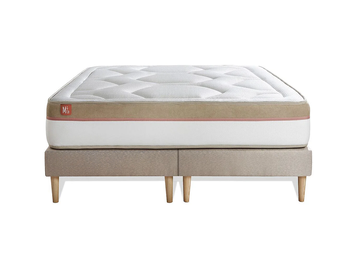 Pack prêt à dormir matelas LE COSY 160x200cm Mémoire de forme - Ep. 30cm + double sommiers Beige + 2 oreillers + couette