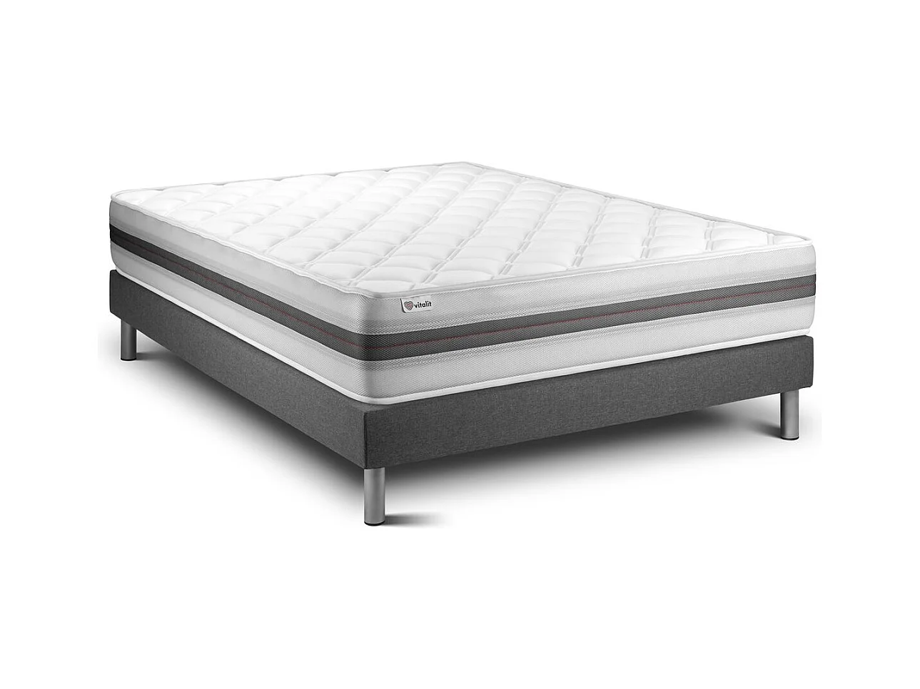 Ensemble VITALMEMO BACK 140x200cm sommier kit gris