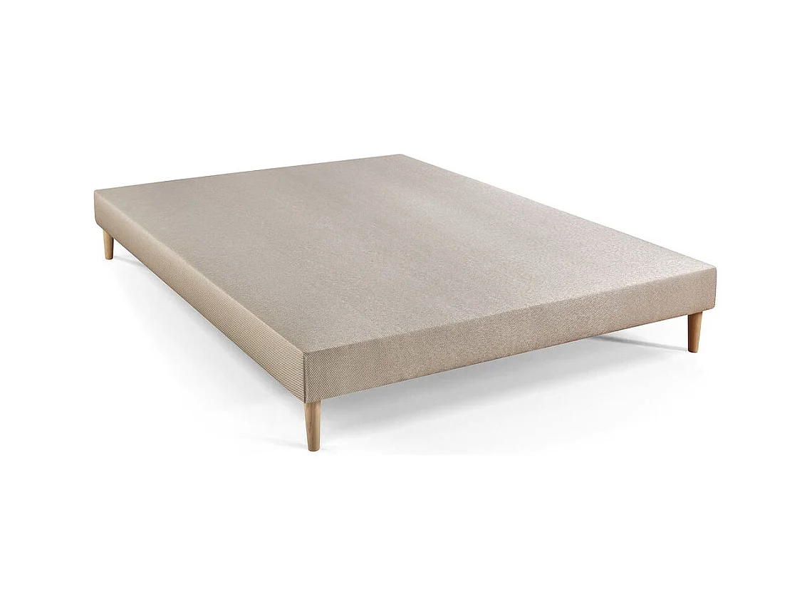 Ensemble LE TENDRE 140x200cm Ressorts ensachés + Mémoire de forme 7 zones de confort - Ep. 28cm + sommier Beige