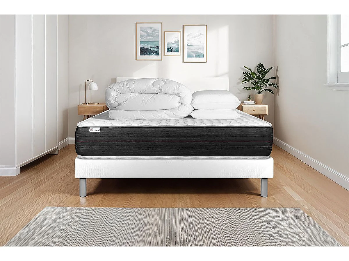 Pack prêt à dormir VITALSPRING 140 x 200 cm sommier Kit blanc