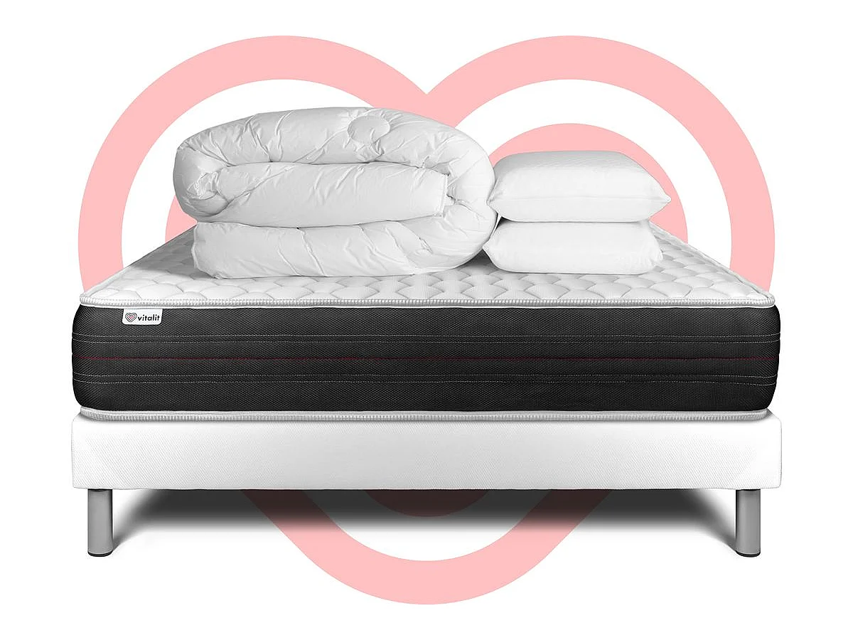 Pack prêt à dormir VITALSPRING 140 x 200 cm sommier Kit blanc