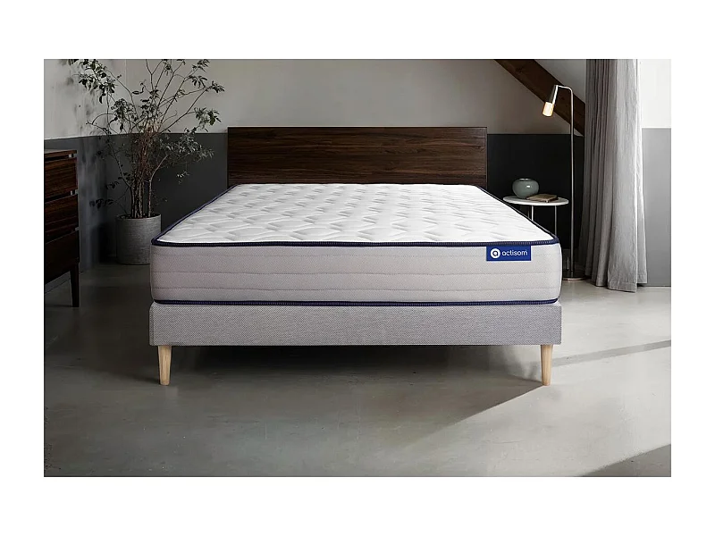 Ensemble matelas Ressorts ensachés et Mémoire de forme ACTIFLEX FORM 200x200 cm 5zones de confort + sommier KIT gris