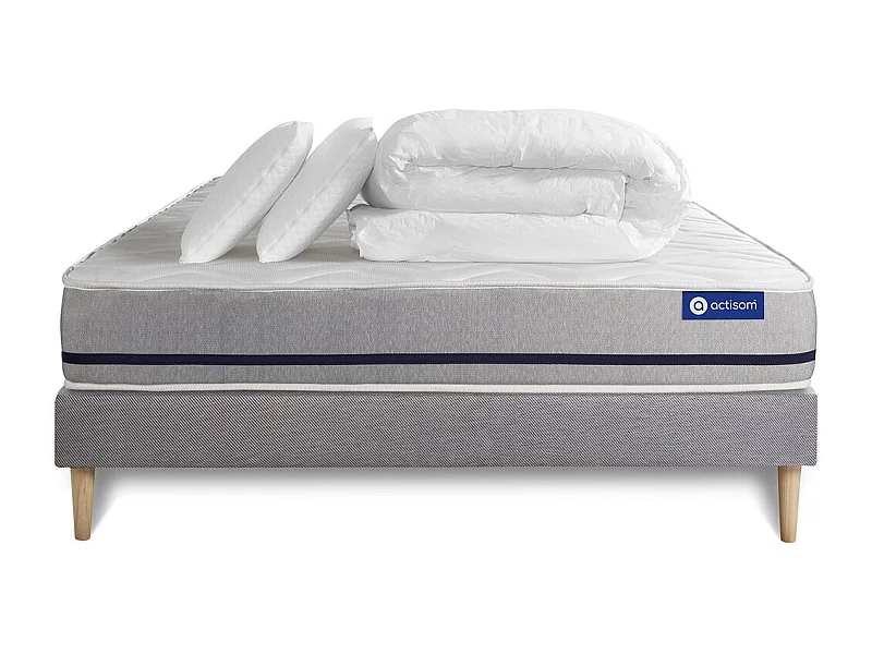 Compleet bedpakket - Matras 180x200 cm + Lattenbodem (set) + 2 kussens + Dekbed - Actimemo Soft