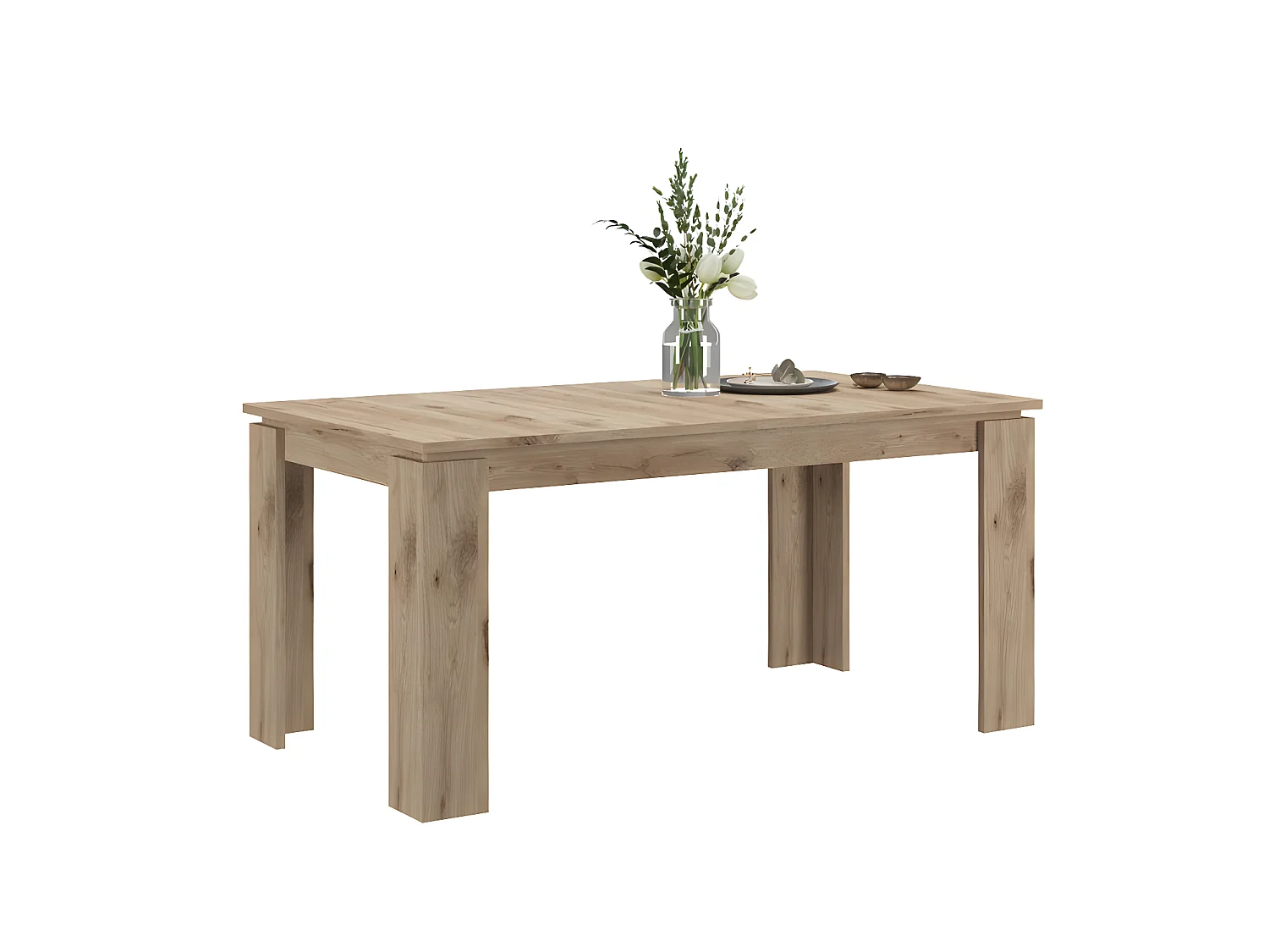 Titan table de salle à manger 160/200 cm incl. plaque supplémentaire chêne décor.