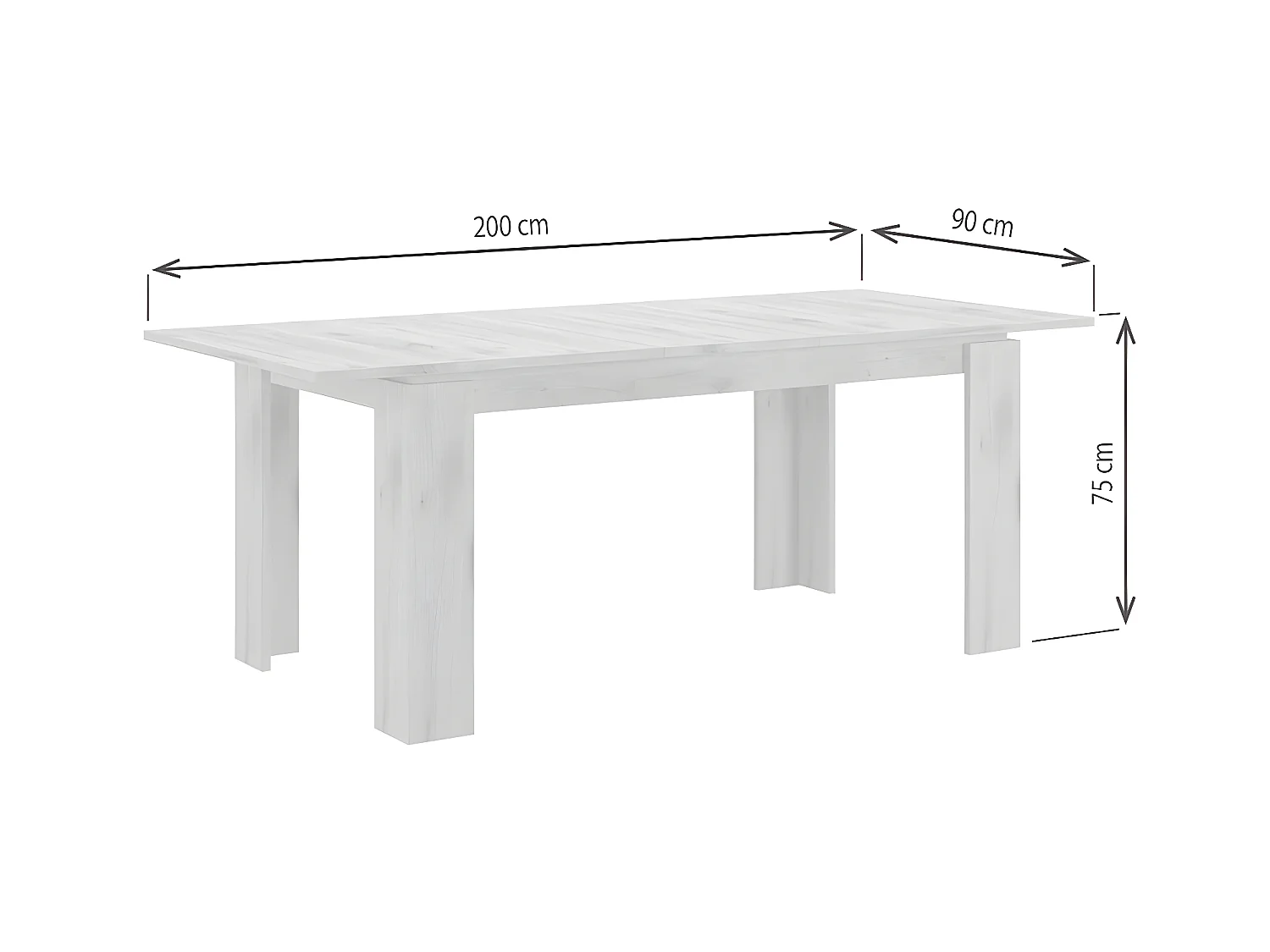 Titan table de salle à manger 160/200 cm incl. plaque supplémentaire chêne décor.