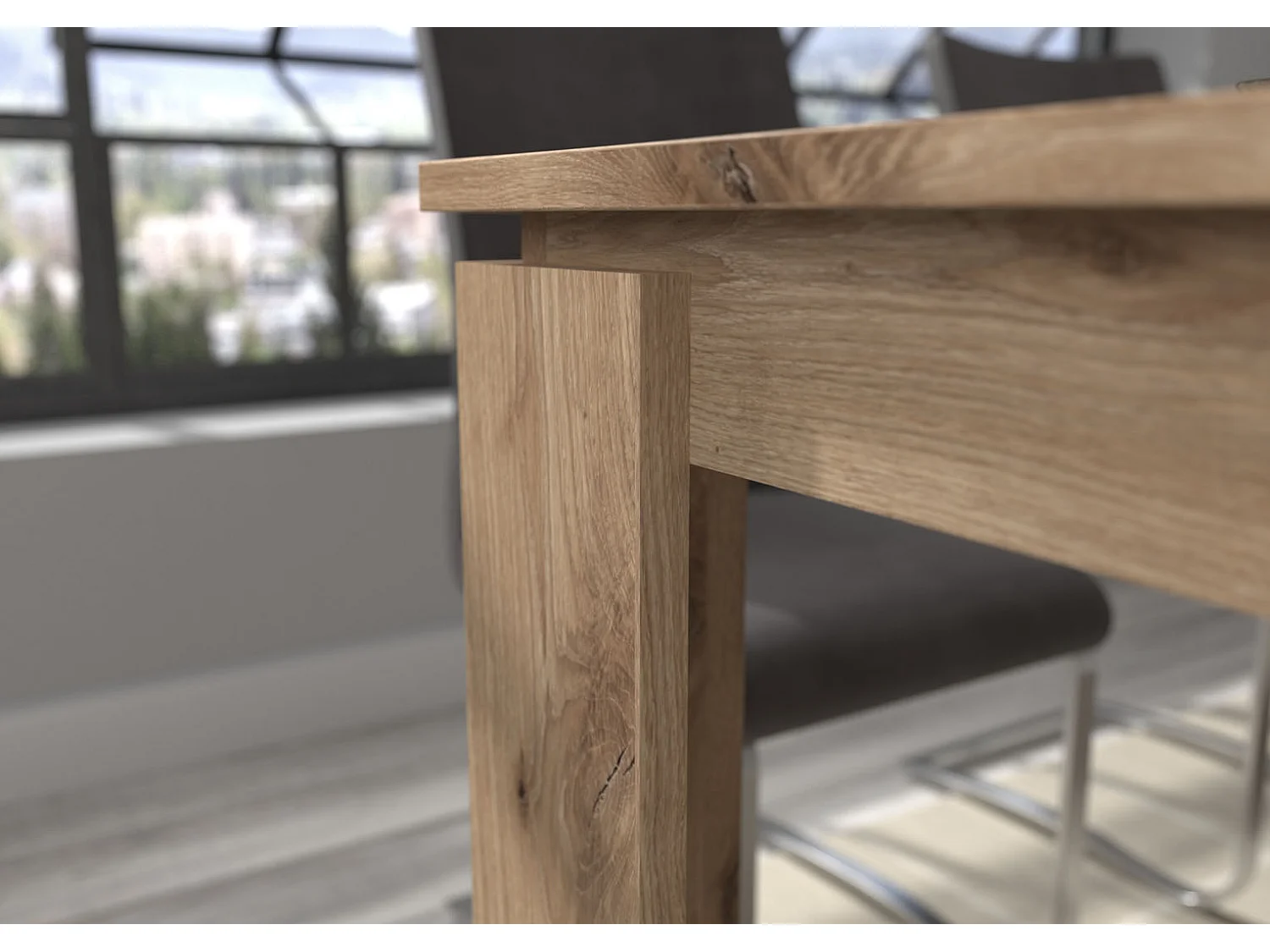 Titan table de salle à manger 160/200 cm incl. plaque supplémentaire chêne décor.