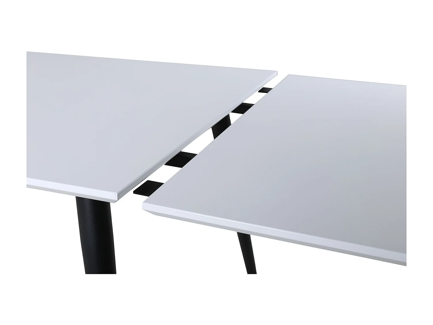 Jimmy eetkamertafel 90x195/285cm met extra plaat HPL wit, zwart.