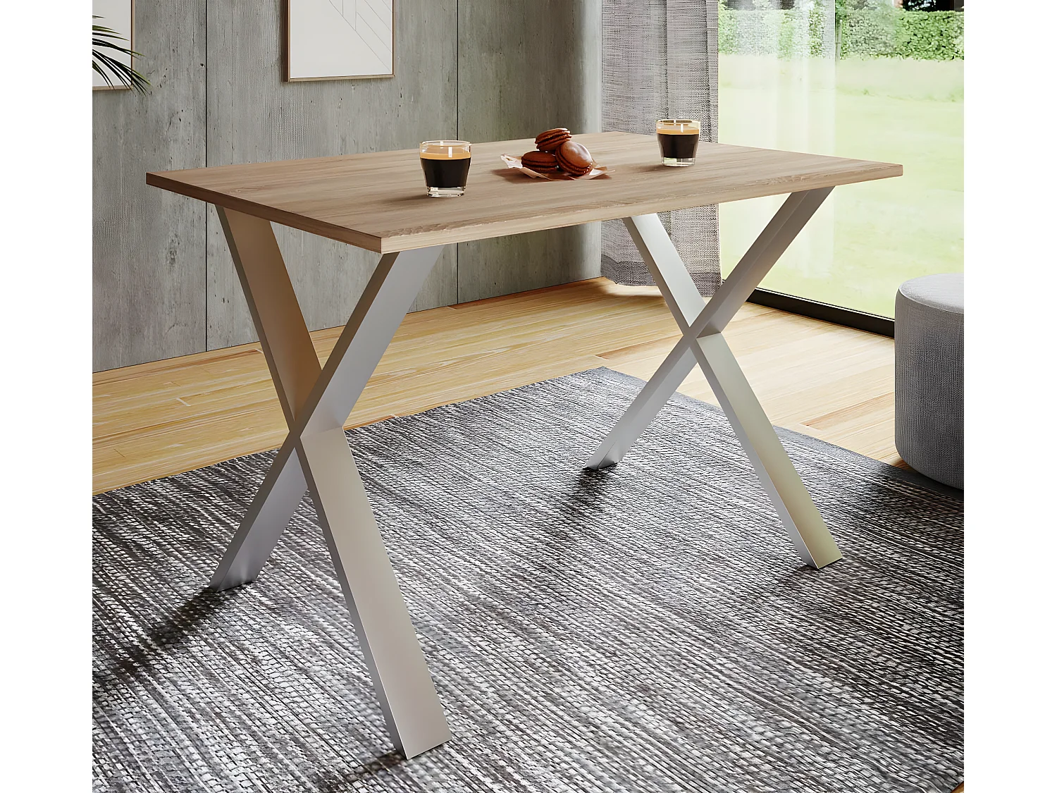 Premium Table à manger en bois Xona X Argent
