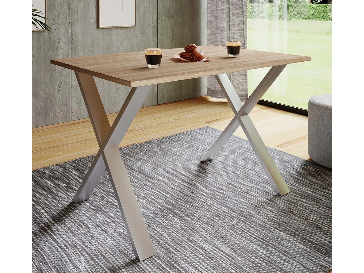 XonaX table de salle à manger 140x50cm chêne décor, couleur argent.