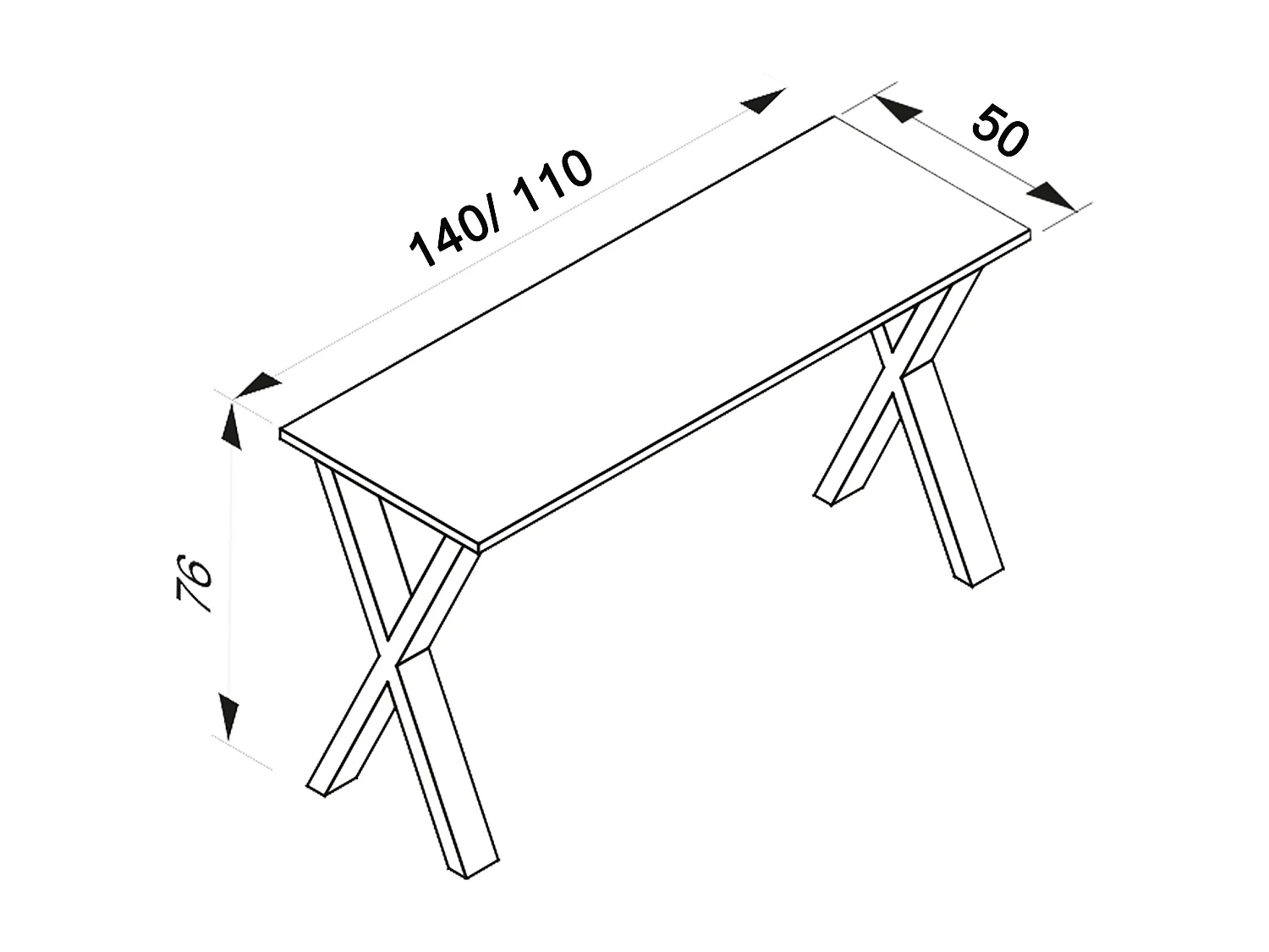 XonaX table de salle à manger 140x50cm chêne décor, couleur argent.