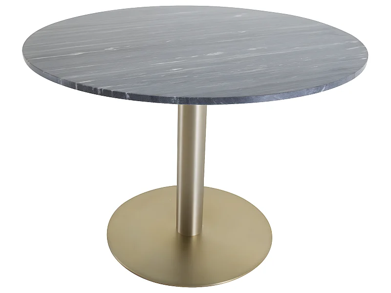 Table à Manger en Marbre "Estelle" 106cm Gris Foncé & Or