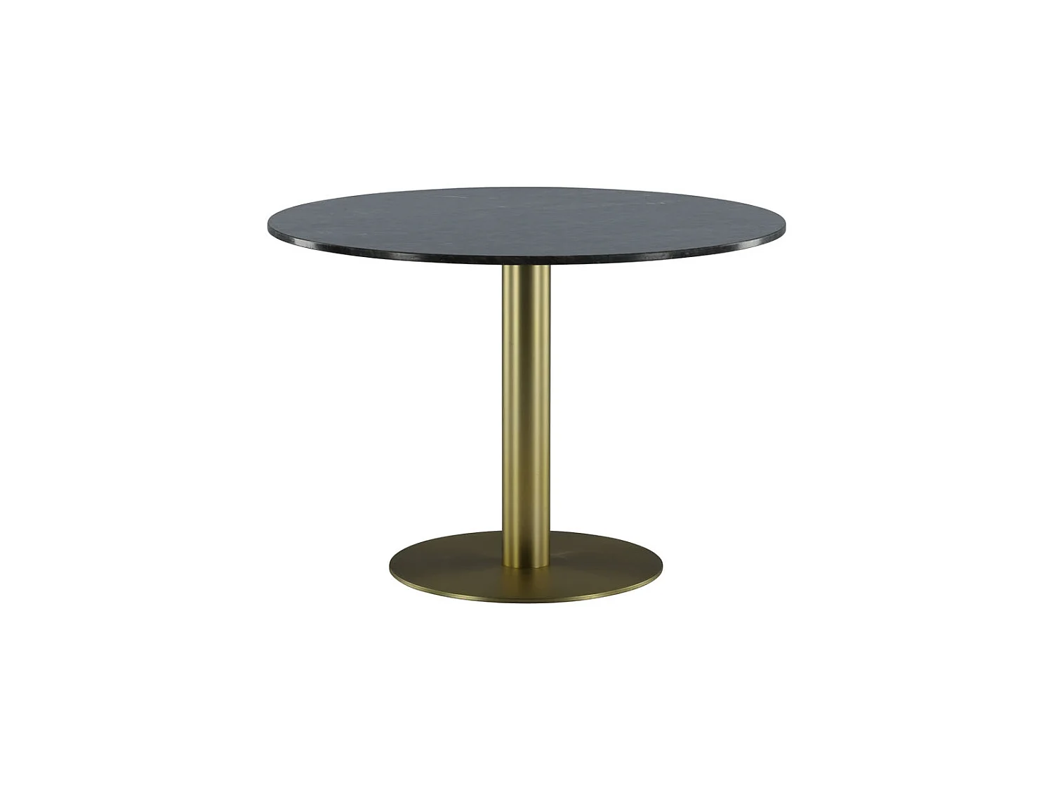 Estelle eetkamertafel Ø106cm marmor zwart, mat messing decor.
