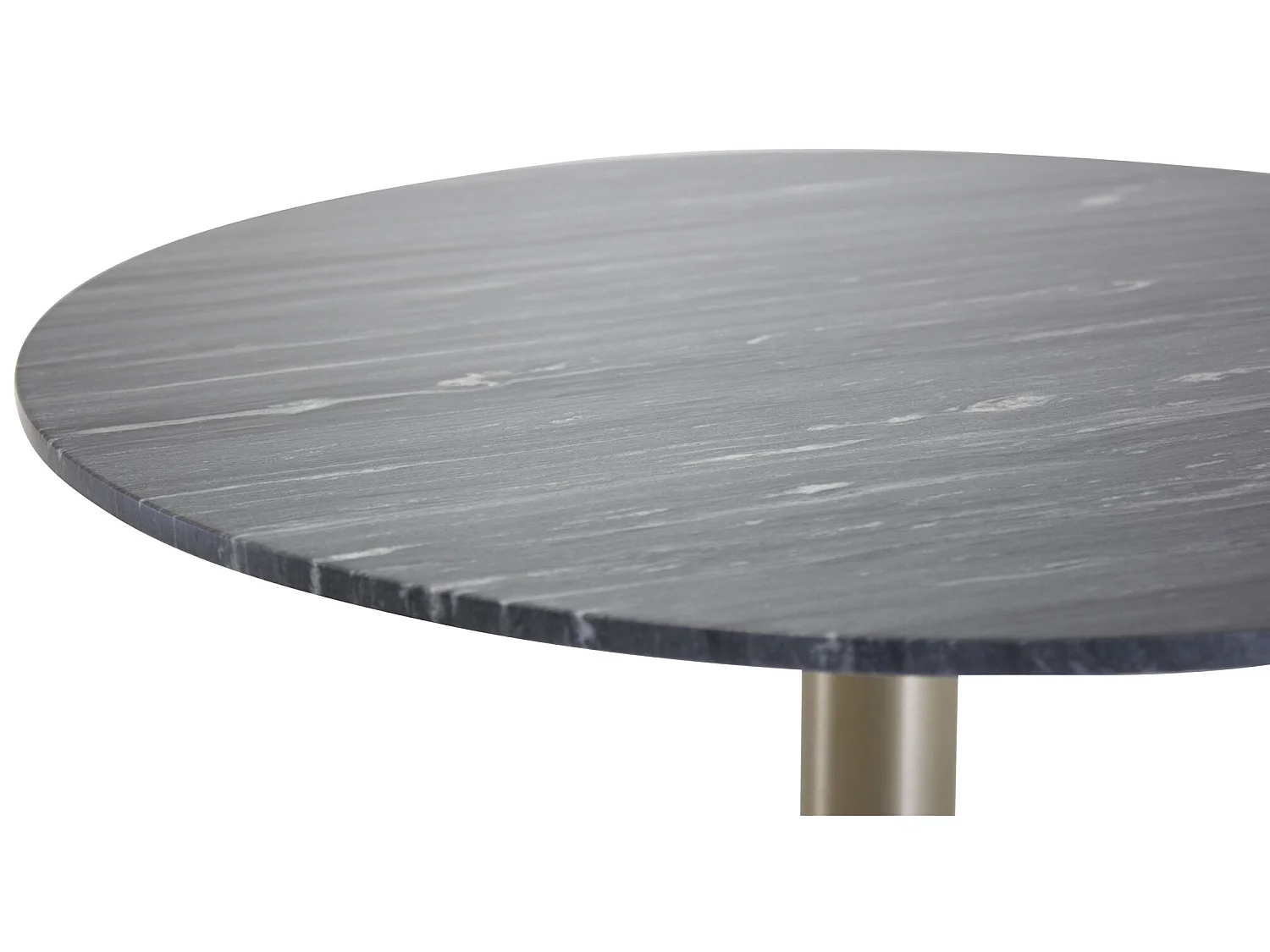 Estelle eetkamertafel Ø106cm marmor zwart, mat messing decor.