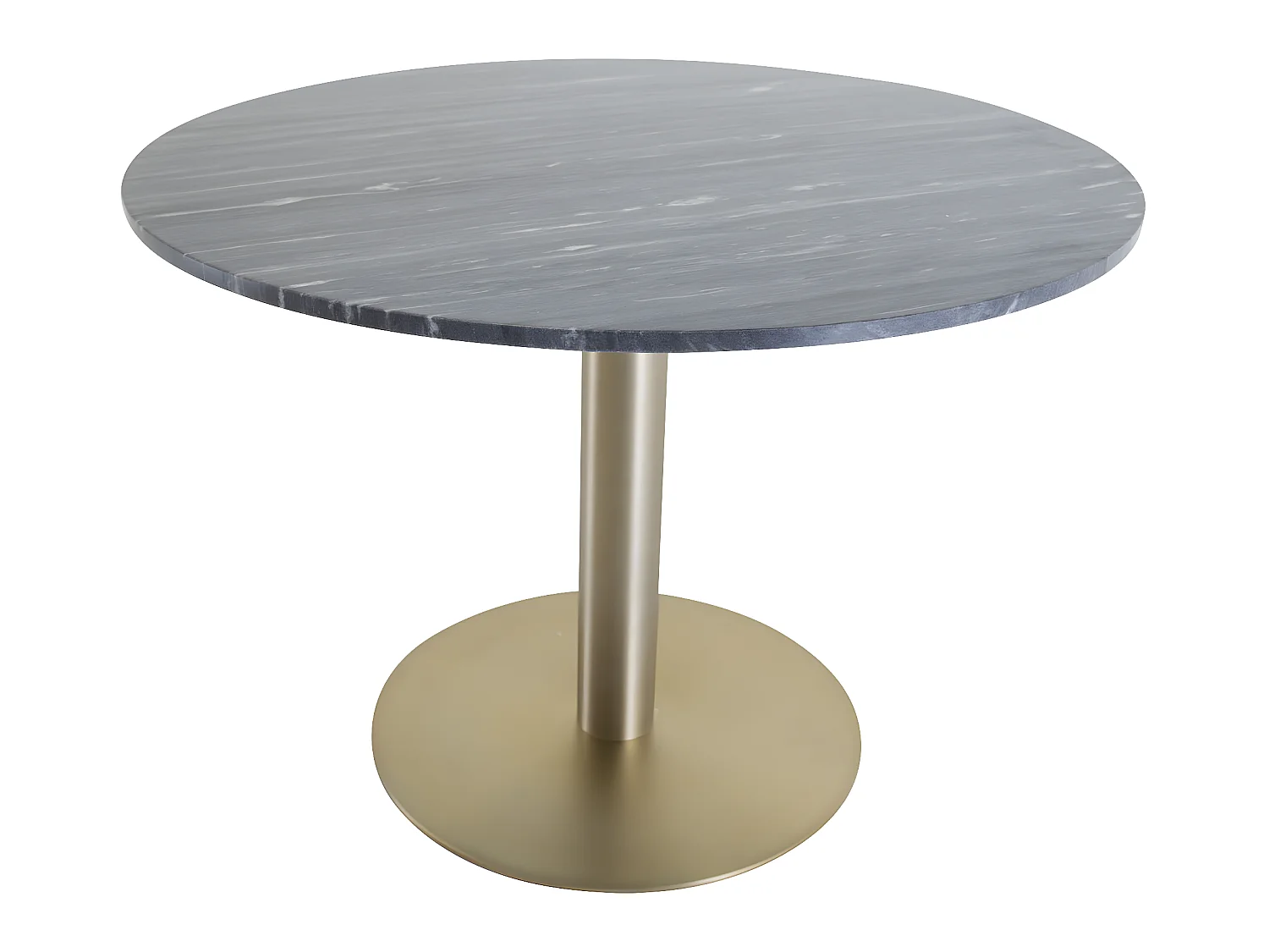 Table à Manger en Marbre "Estelle" 106cm Gris Foncé & Or