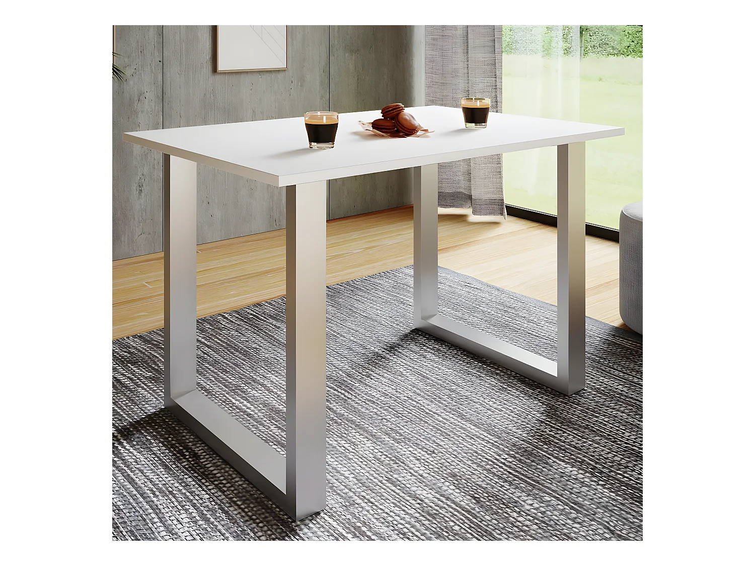 Table de salle à manger en bois Xona U Argent