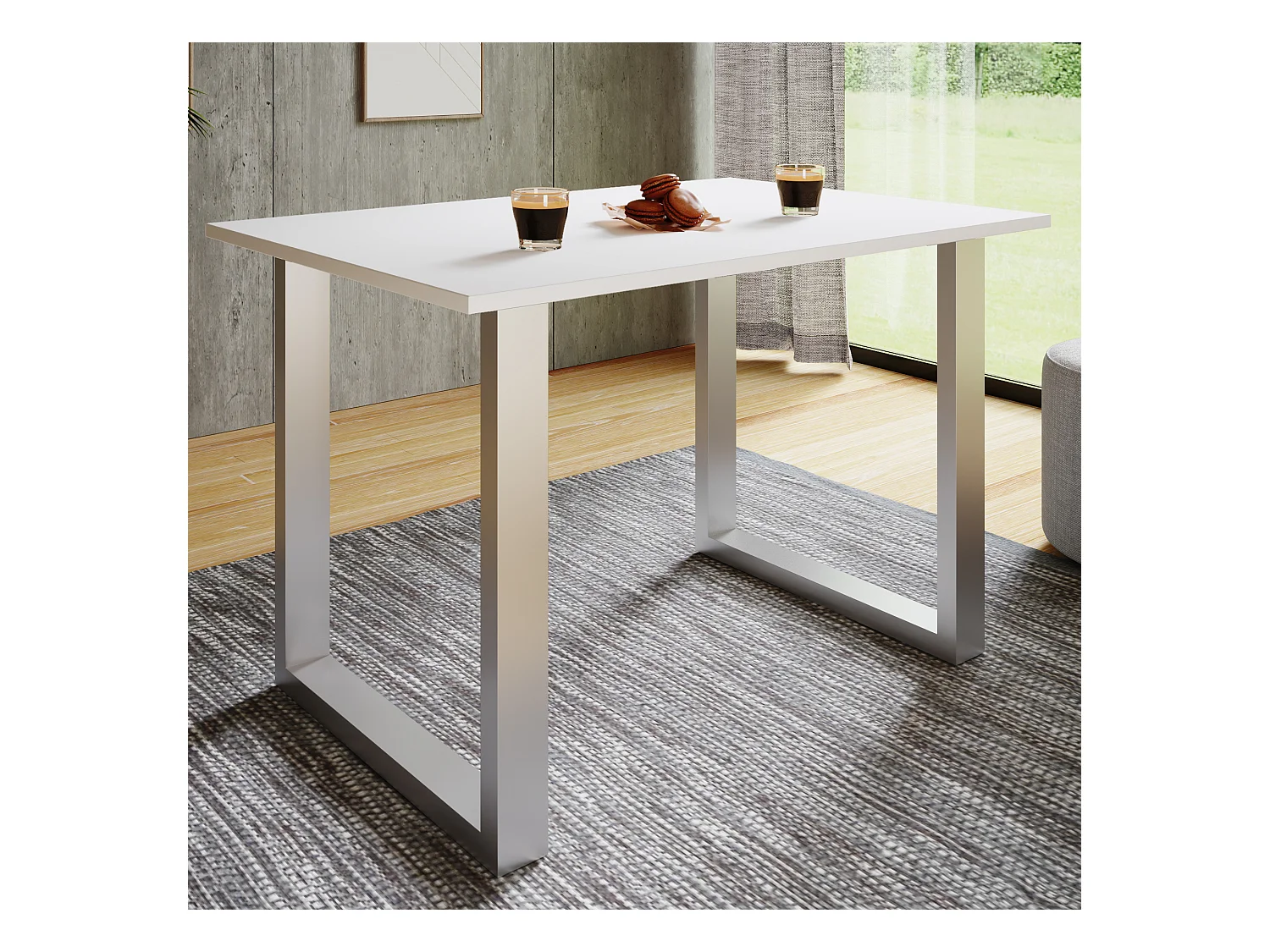 Table de salle à manger en bois Xona U Argent