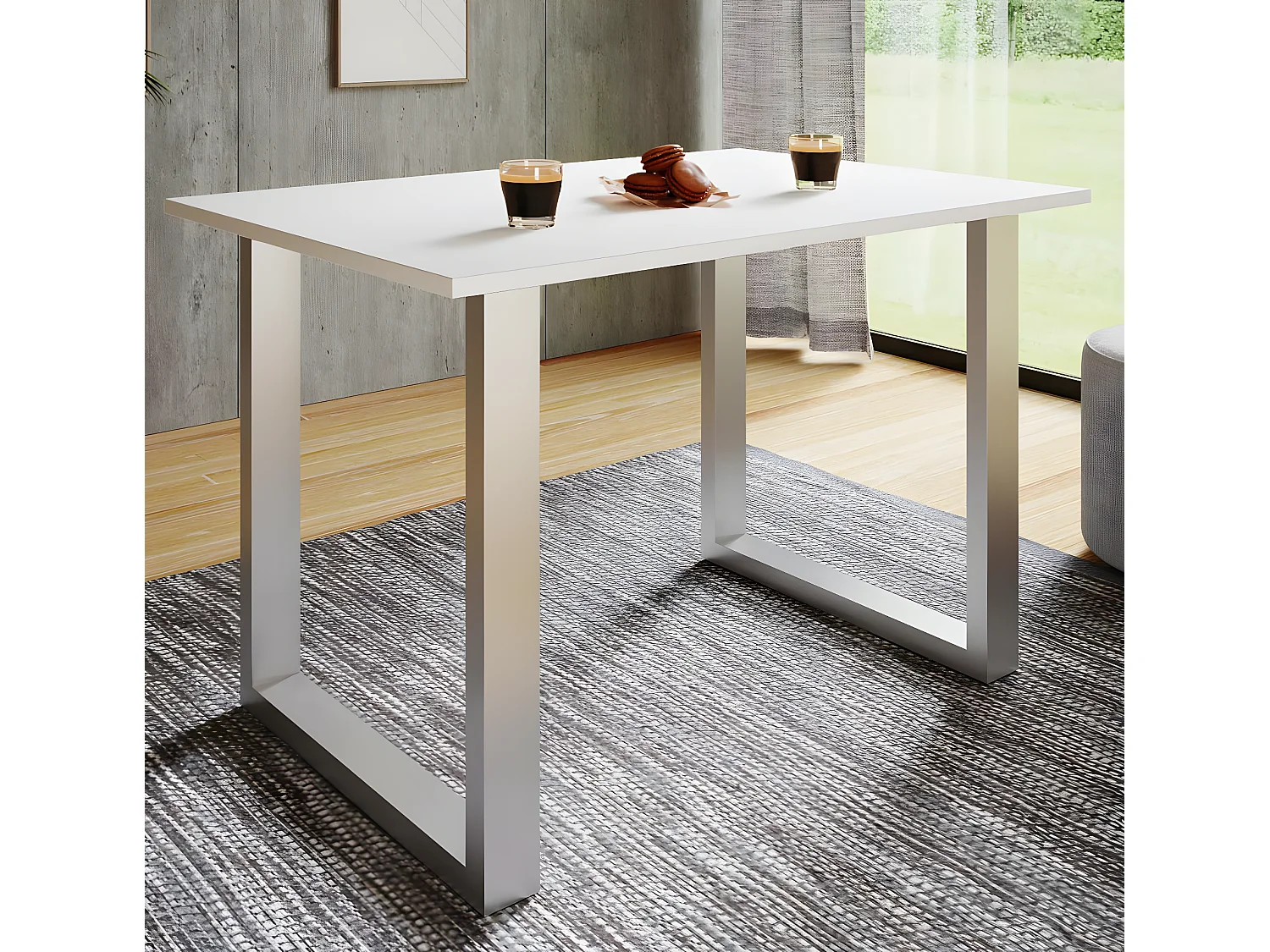 Table de salle à manger en bois Xona U Argent