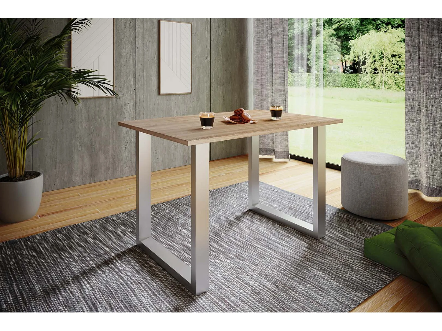 Dining table Xona Silver / Sonoma oak H. 76 x W. 110 x D. 80 cm