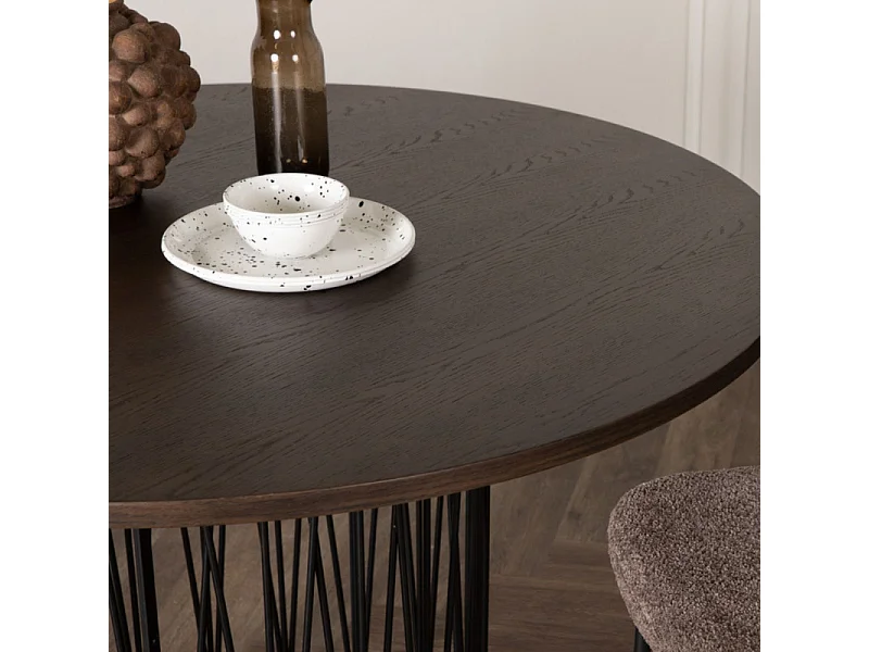 Stone eetkamertafel Ø120cm zwart, bruin.