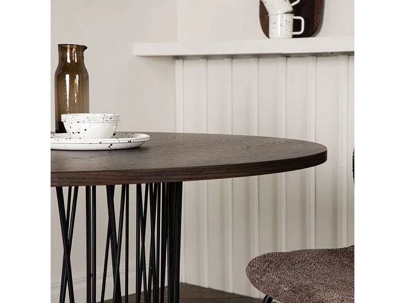 Stone eetkamertafel Ø120cm zwart, bruin.