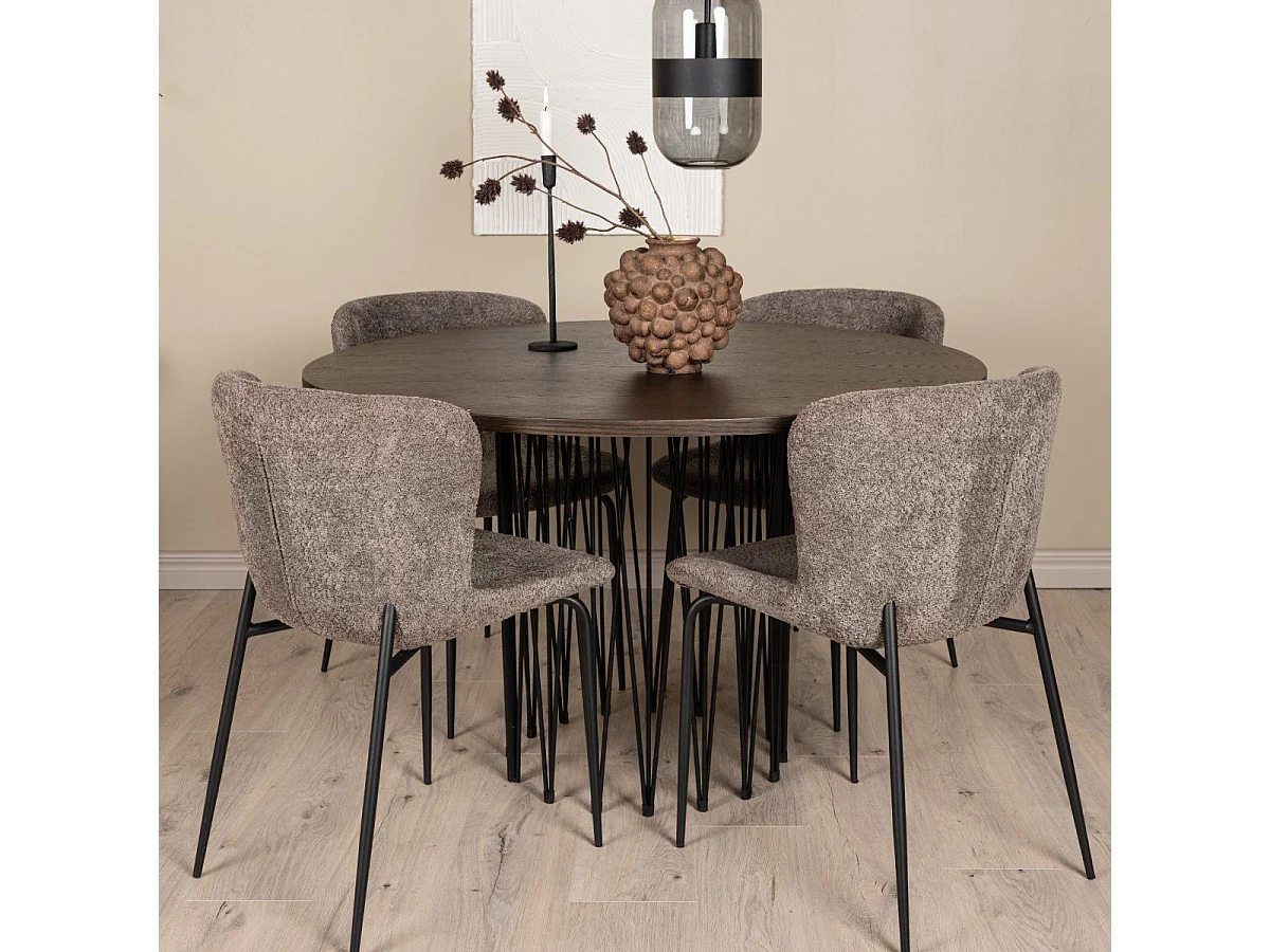 Table à Manger Ronde Design "Stone" 120cm Marron