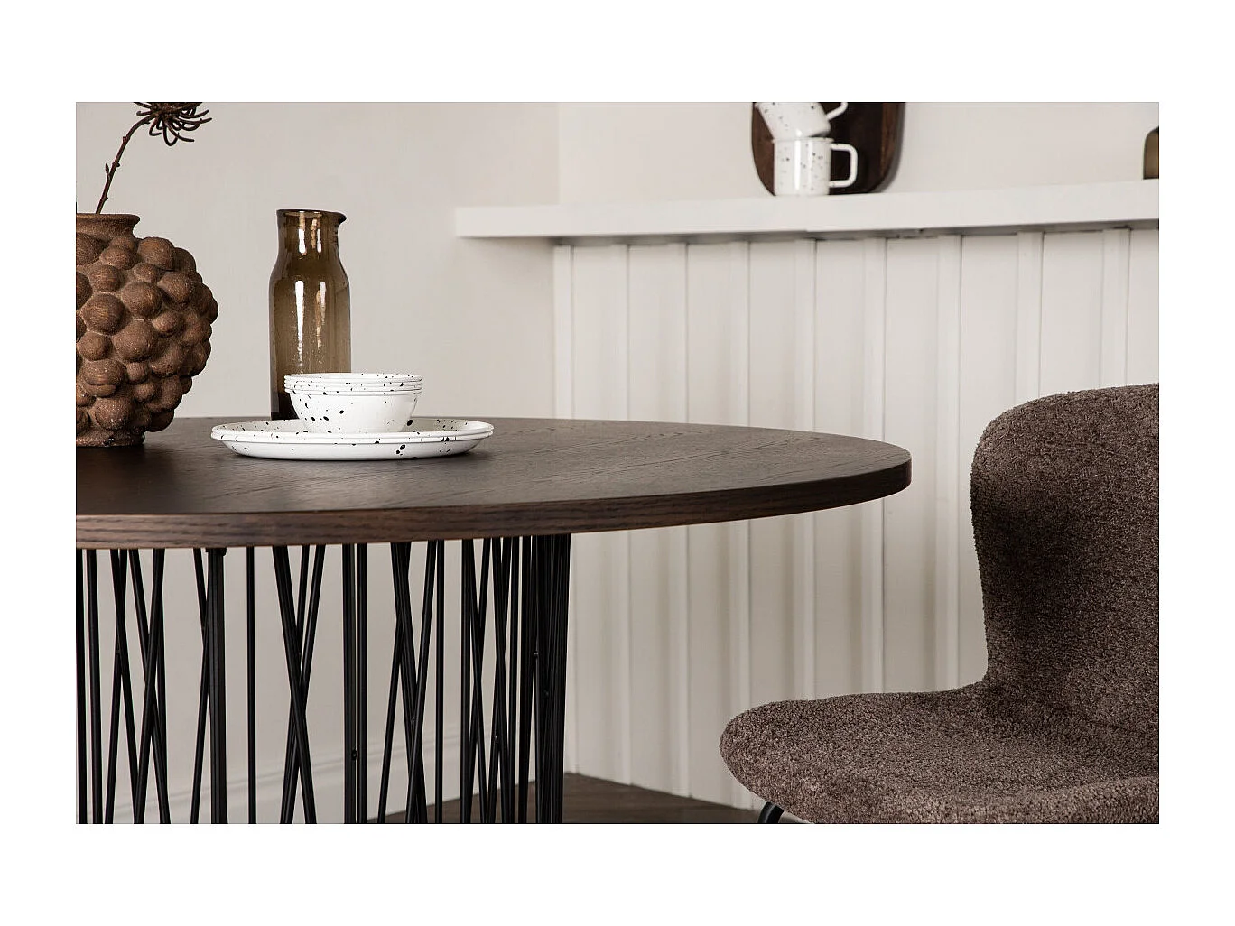 Table à Manger Ronde Design "Stone" 120cm Marron