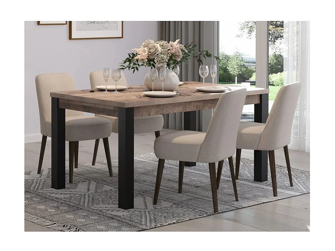 Table à manger en bois et pieds en acier noir Adeline L 160cm