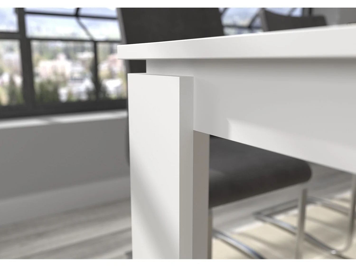 Titan table de salle à manger 160/200 cm incl. plaque supplémentaire blanche.