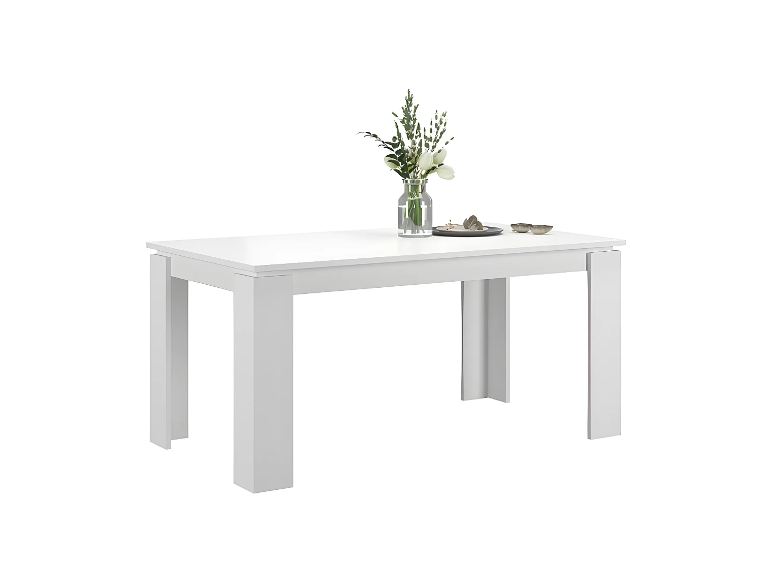 Titan table de salle à manger 160/200 cm incl. plaque supplémentaire blanche.