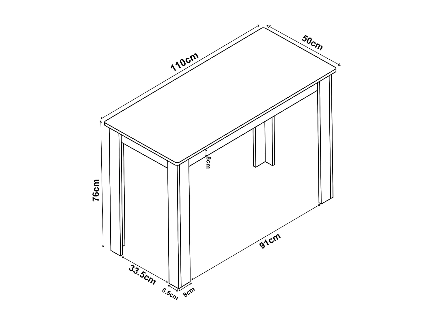Dining table Esal Sonoma Oak H. 76 x W. 110 x D. 50 cm