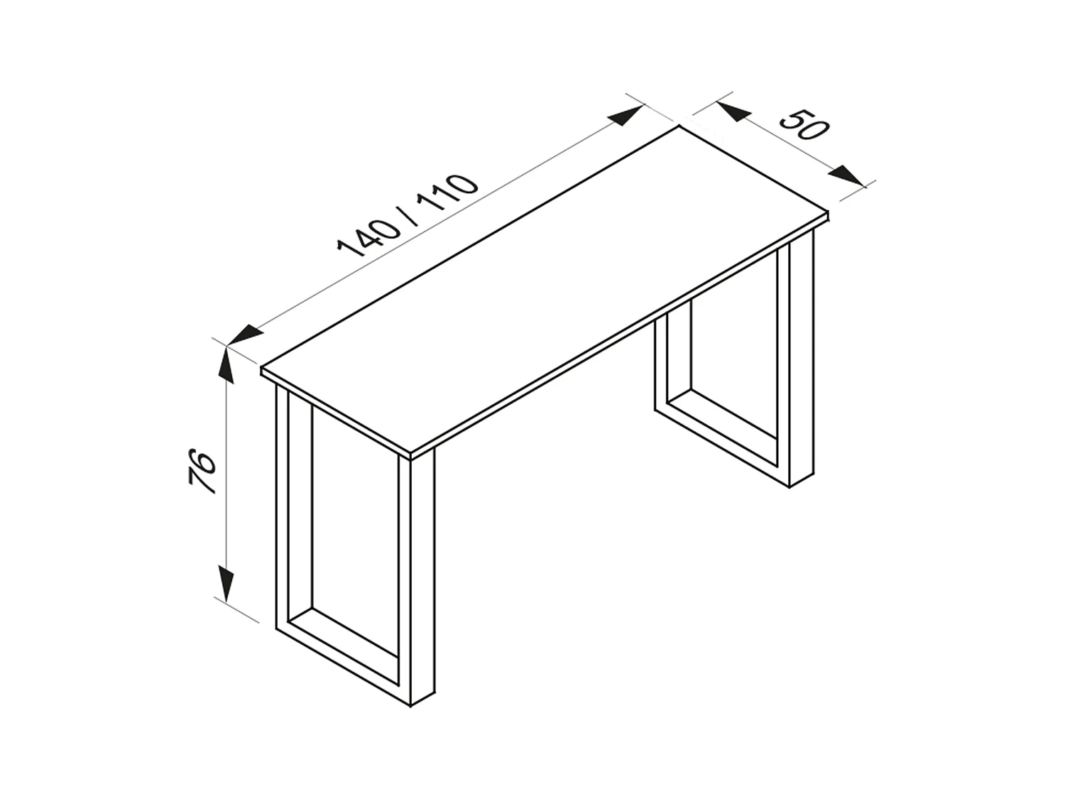 Dining table Xona Silver / White H. 76 x W. 140 x D. 50 cm