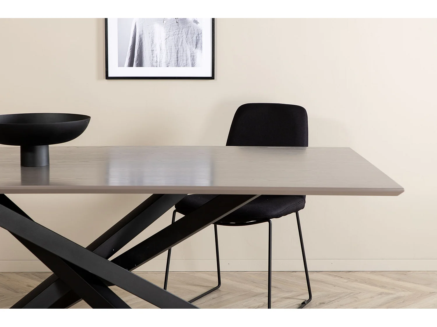 Table à Manger "Piazza" 180cm Gris & Noir