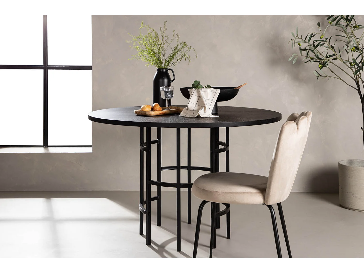 Table à Manger Ronde "Copenhagen" 115cm Noir
