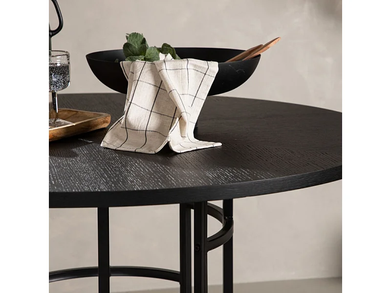 Table à Manger Ronde "Copenhagen" 115cm Noir