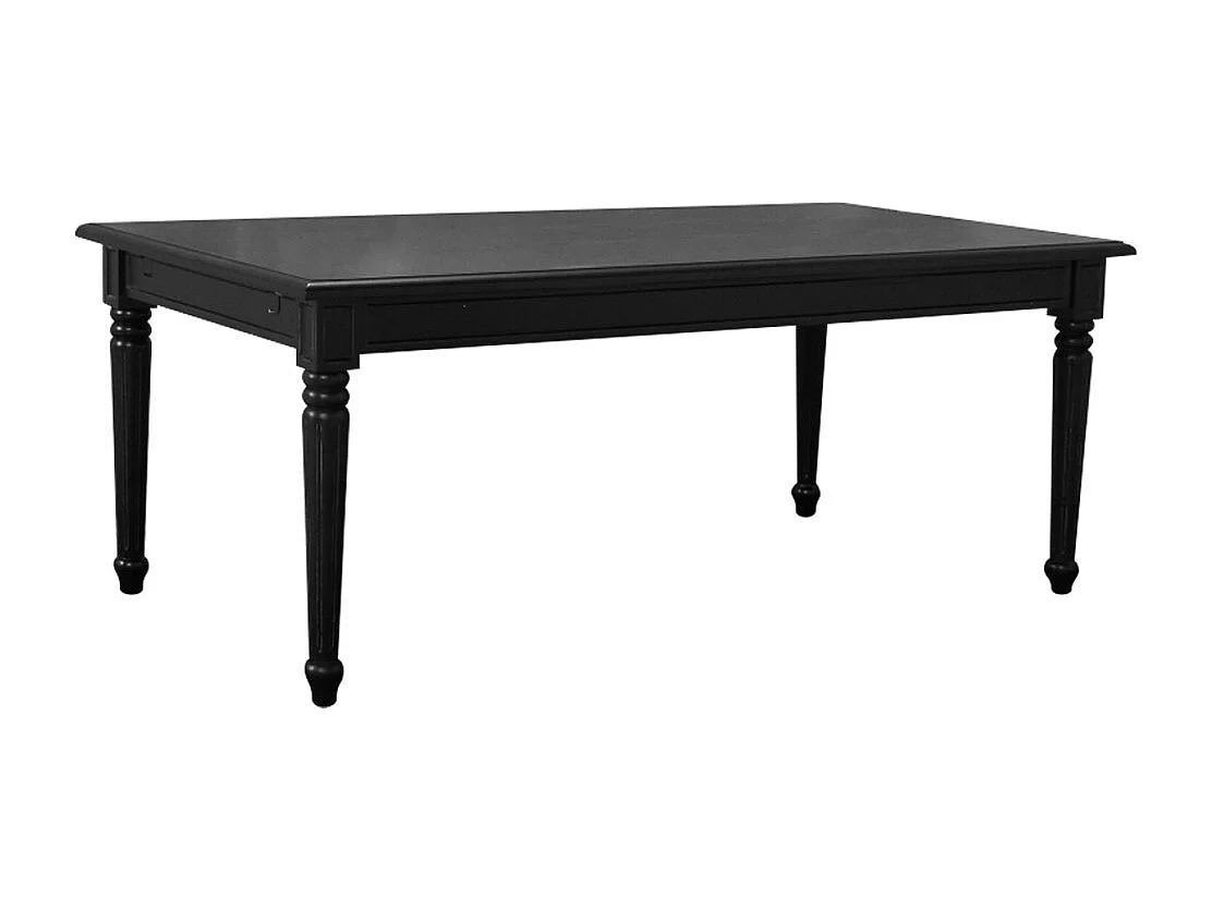 Amaretta Table de salle à manger 100x180/280, 2 extensions inclues, noir, vintage.