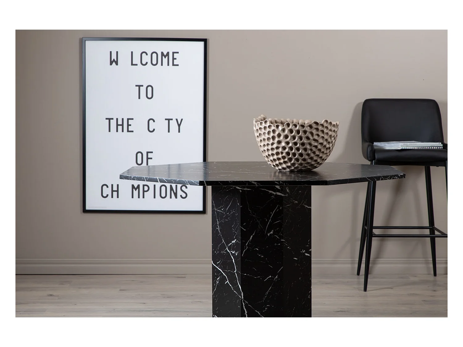 Table à Manger Octogonale "Marbs" 110cm Noir